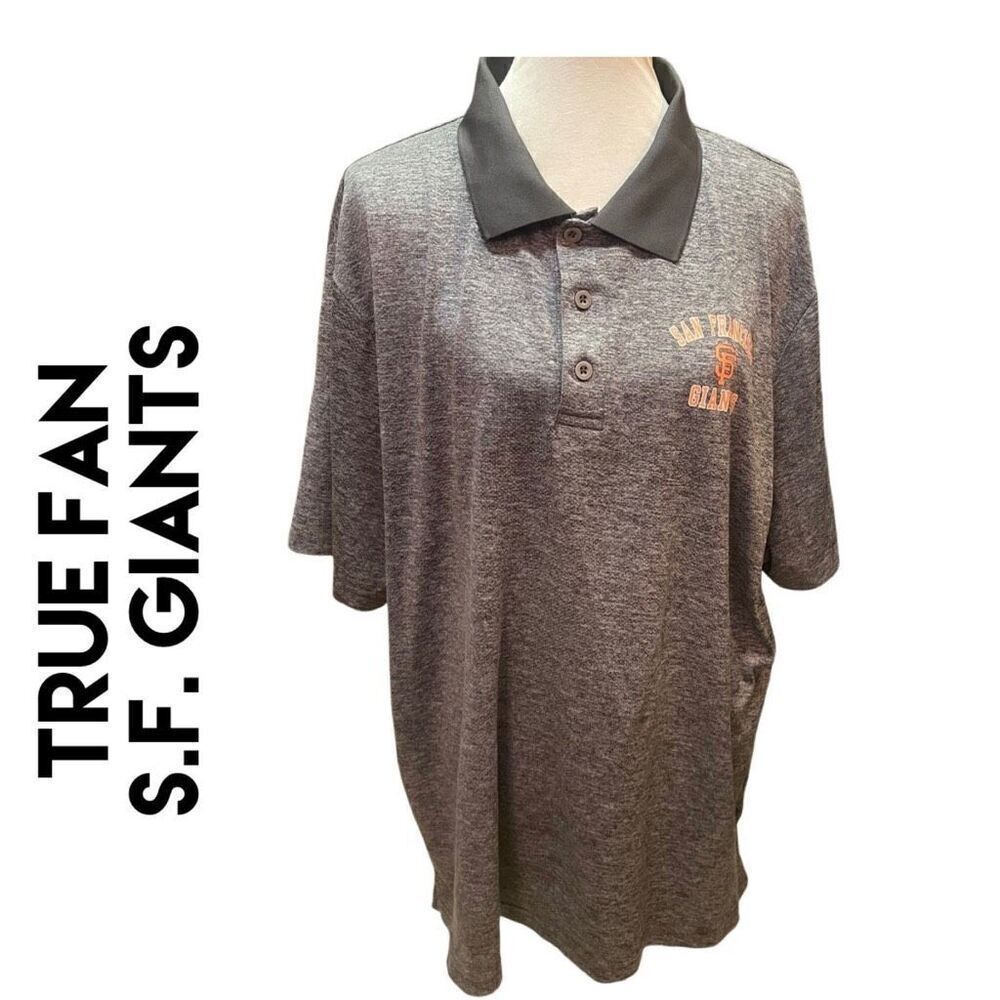 San Francisco Giants True Fan Polo Style Gray Short Sleeve Mens’s Shirt Size 2XL